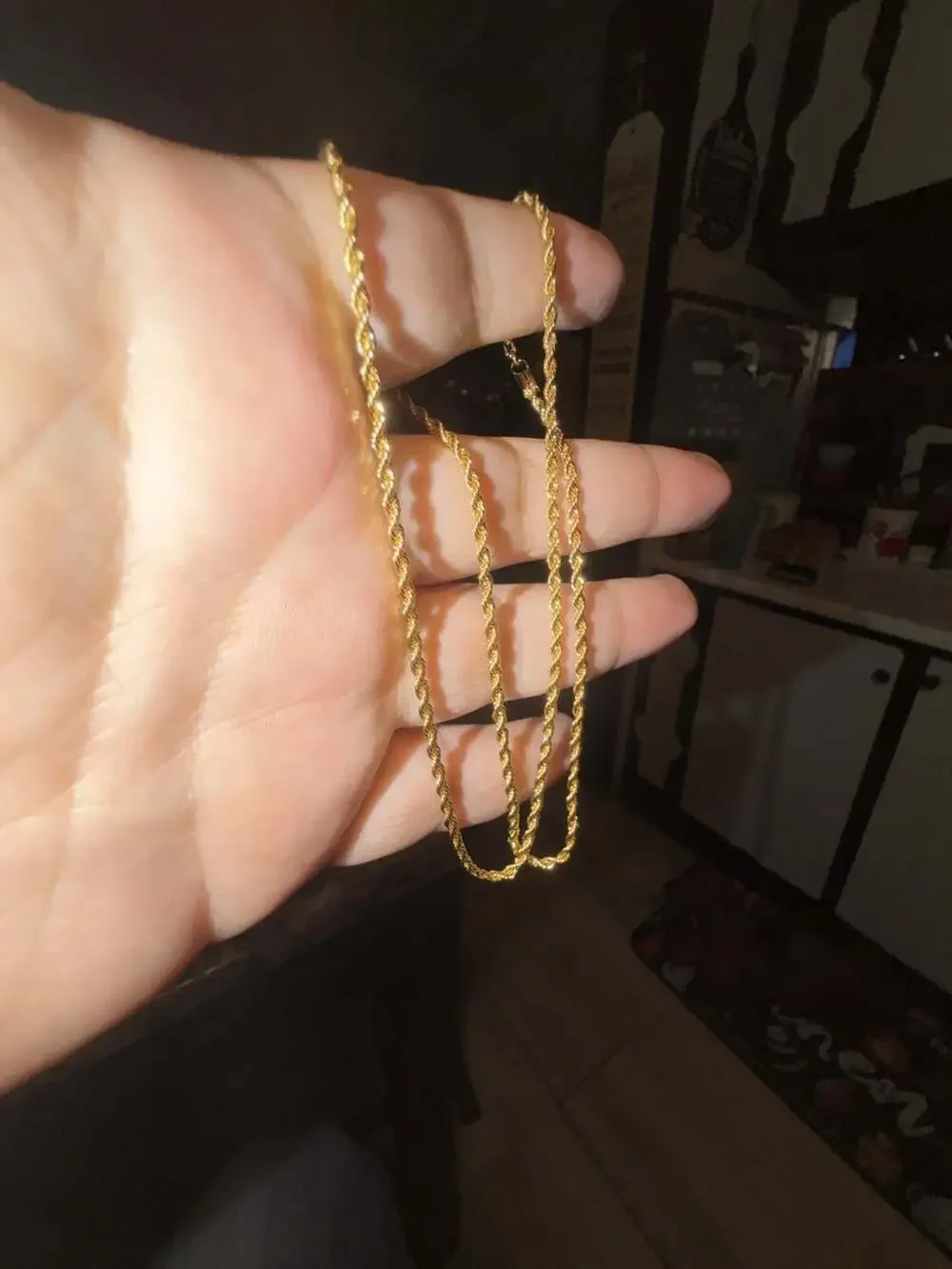 14K Yellow Gold pvd plated 2mm Diamond Cut Rope Chain 21 inch - Picture 3 of 4